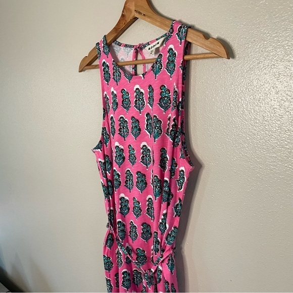 Boden | Block Print Swing Jersey Dress in Festival Pink - Picture 7 of 15